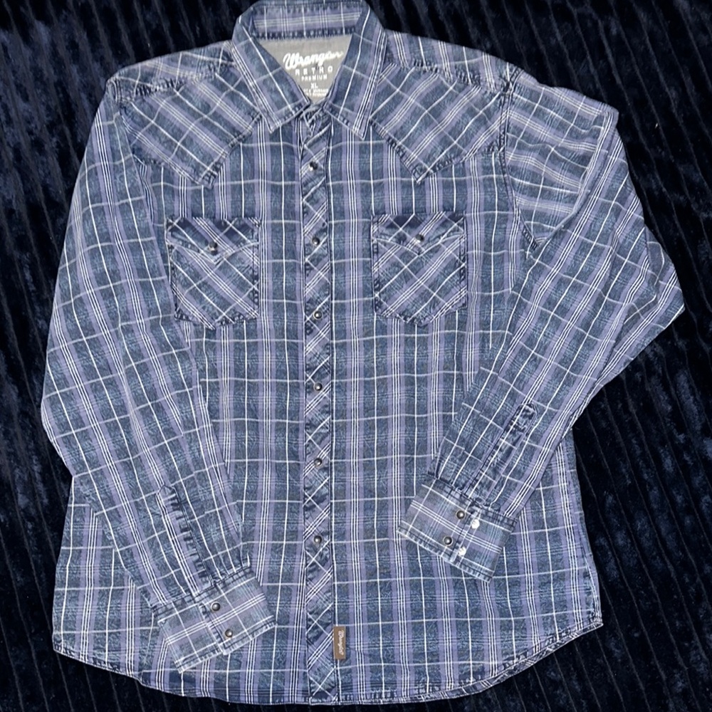 Wrangler Men's Blue Plaid Shirt